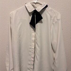 Loft Classic White Shirt with Black Accent